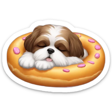 Shih tzu sleeping in donut bed sticker