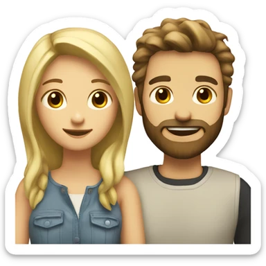 smiling blonde girl with brown haired man with beard cute couple  sticker