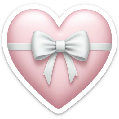Pastel pink heart with white bow sticker