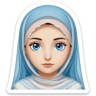 Turkish beautiful finish Konya girl blue eyes long eyelashes with veil  sticker