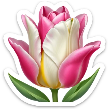 Una ovejita con un tulipán rosa al lado sticker