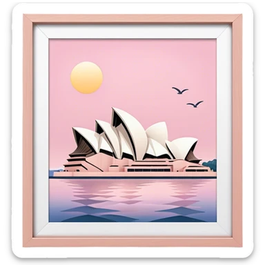 opera house sydney light pink frame  sticker