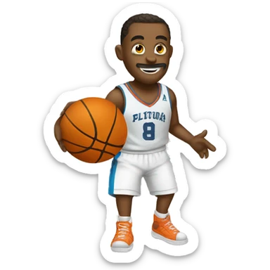 tiburon con una pelota de basket sticker