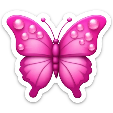 Pink butterfly with pink hearts and bubbles and sparkles  sticker