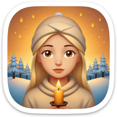 Fantasy human portrait emoji, warm candlelight reflection in eyes, winter evening mood, no extra accessories, emotional minimalism, clean emoji style, male/female variant
 sticker