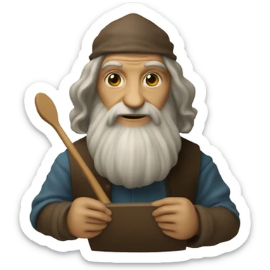 leonardo da Vinci holding an artist's palette sticker