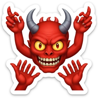 A demon with 2 hands 1 is holding 9 and the other 1 is holding 11 sticker