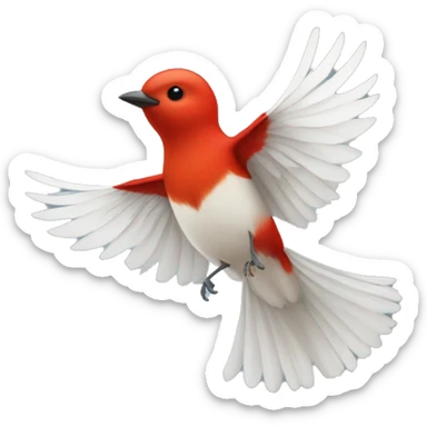 red male flycatcher bird flying with white accent feathers sticker