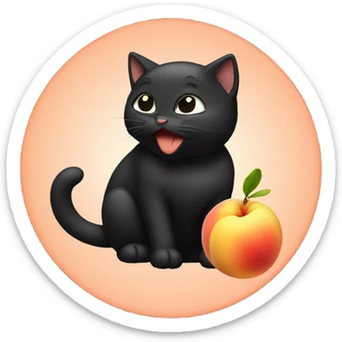 Black cat licking a peach  sticker