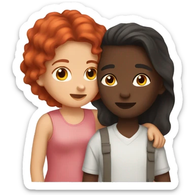 boy with red hair kissing a girl with dark skin and long brown hair  sticker