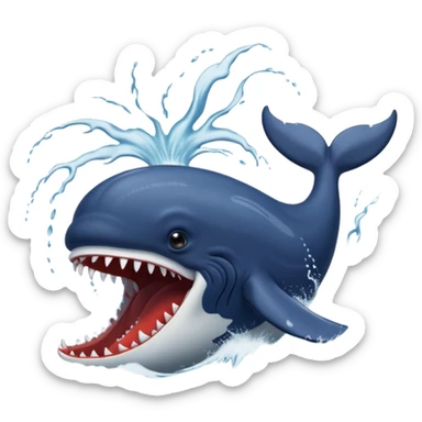 A dramatic biblical illustration of the great whale that swallowed Jonah. The creature is massive and awe-inspiring, with a wide open mouth emerging from stormy waves. sticker