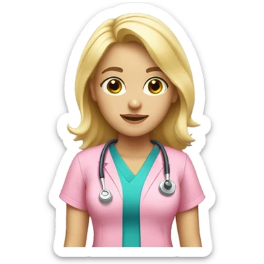 Blonde girl in pink scrubs sticker