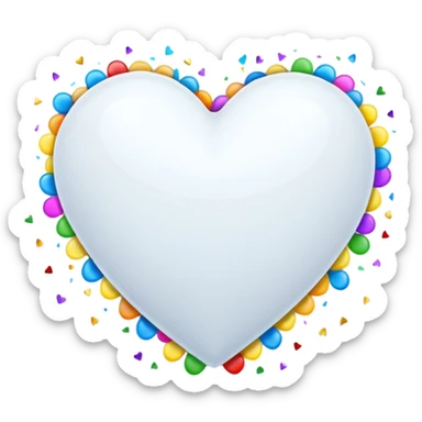 white heart with a confetti effect sticker