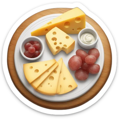 full cheese charcuterie platter on wooden board sticker