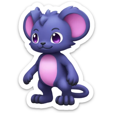 Cute cool black blue purple pink animal hybrid Fakemon full body sticker