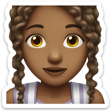 dark brown hair brown eye girl wavy haircut  sticker
