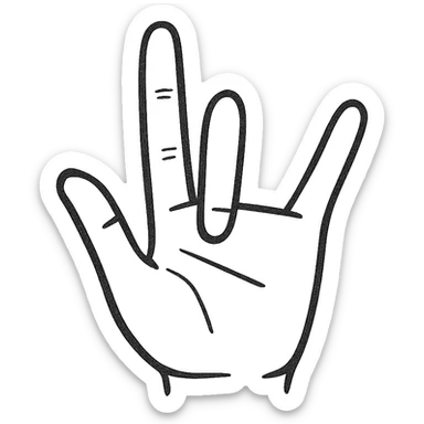 minimal line art hand gesture with the fourth finger (ring finger) hidden sticker