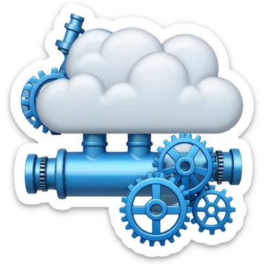 cloud with gears and a pipeline connecting code to deployment, representing Azure Pipelines sticker