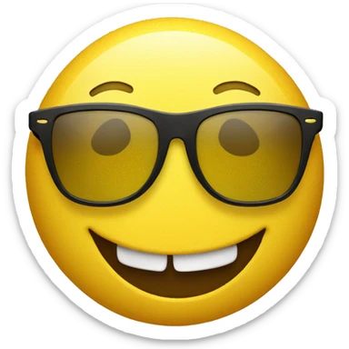 Yellow smiley face with raybans and big smile  sticker