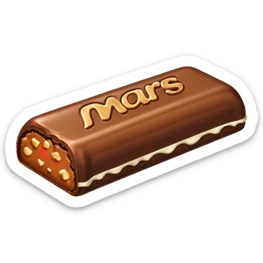 Illustrate a Mars bar unwrapped, showing caramel & nougat inside. sticker