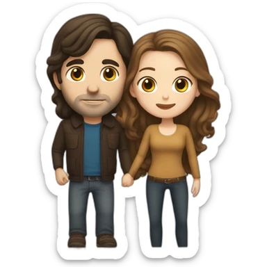 White Man with dark hair kissing white woman with long brown hair sticker