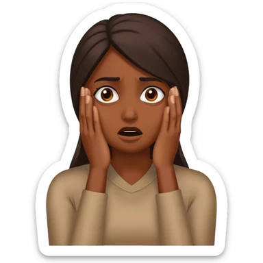 Brown Woman shielding her face in fear  sticker
