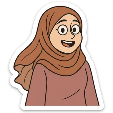 cute hijabi with white skin, brown eyes, flowy hijab sticker
