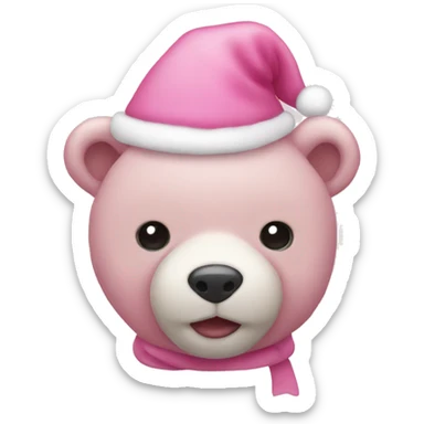 Pink Christmas teddy bear sticker