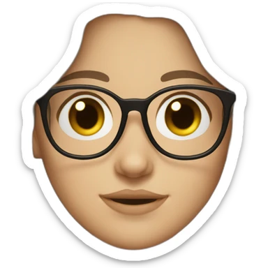 White Girl with wavy dark brown long hair, brown eyes and glasses sticker