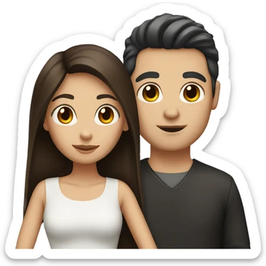 White couple with brown hair girl with black hair sticker