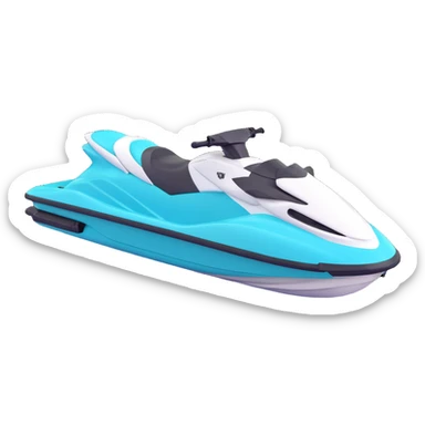 white and turquoise jet ski, side view, sleek and sporty sticker