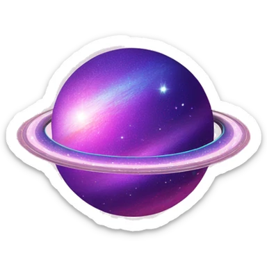 sparkly glittery blue purple and pink glitter planet with white saturn ring sticker