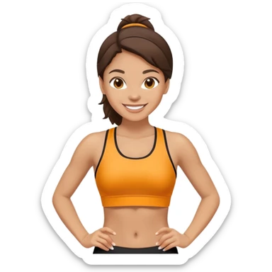 light skinned brunette woman in sport clothes smiling sticker