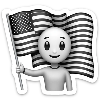 black and white American flag -people -person sticker
