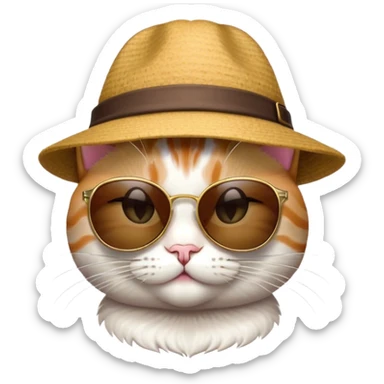 Cat with a hat and sunglasses  sticker