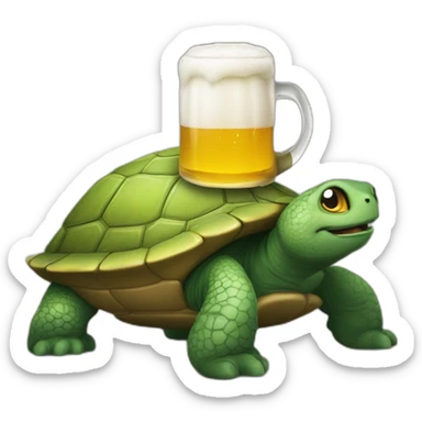 Un chat sur une tortue buvant une bière  sticker