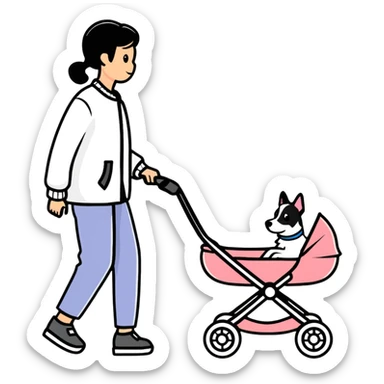 walking dog with stroller sticker