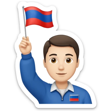 realistic man with russian flag in hand sticker