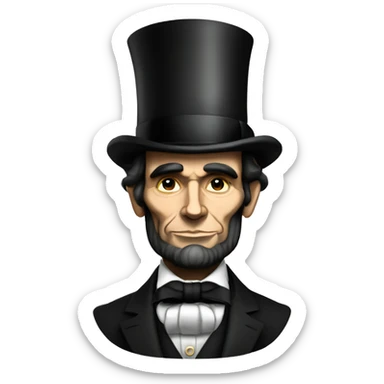 Abraham Lincoln wearing a stove top hat and a tie and the image is color sticker