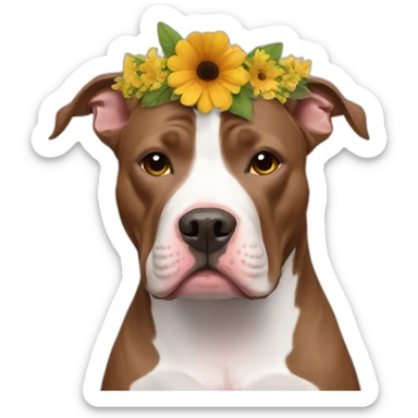 pitbull-flower-crown sticker