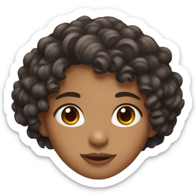 girl with dark loose curly hair and brown eyes  sticker
