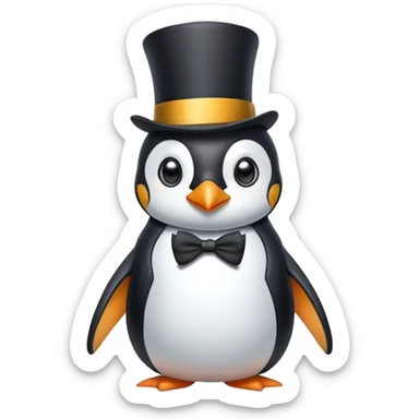 Penguin dancing with a top hat and elegant suit sticker