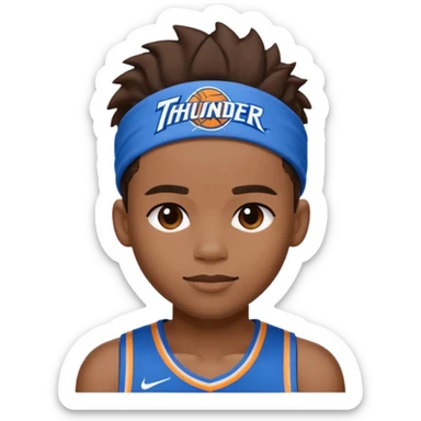 Shai Gilgeous-Alexander as an emoji, featuring his signature hairstyle, headband, and Oklahoma City Thunder jersey sticker