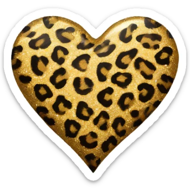 cheetah print glitter heart  sticker
