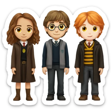 harry potter and hermione granger and ron weasley standing together sticker