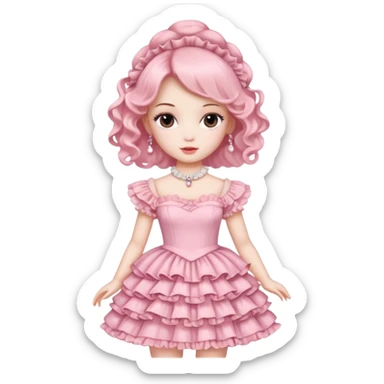 a coquette doll with a pretty dress sticker