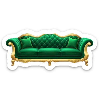 opulent emerald green sofa, Slytherin common room, grand fireplace, velvet textures, noble and fancy sticker