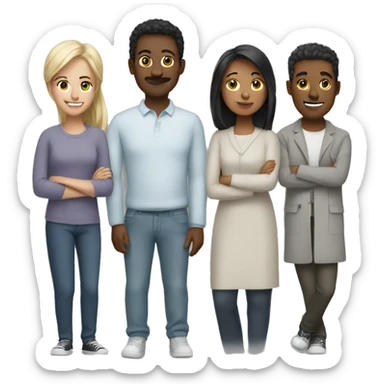 a group of four people sticker