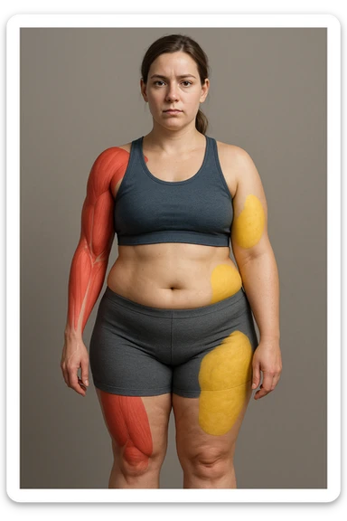 Donna Composizione Corporea Sbilanciata donna vestita su un corpo umano in 3D sticker