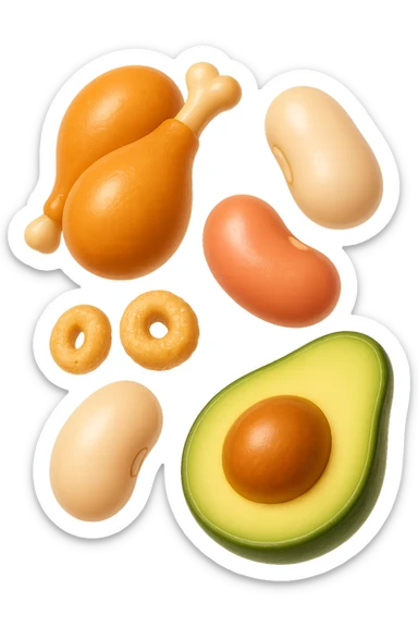 EMOJI STILE IPHONE 3D DI proteine, fibre, grassi sani che fluttuano in aria, iperrealistico 4k sticker